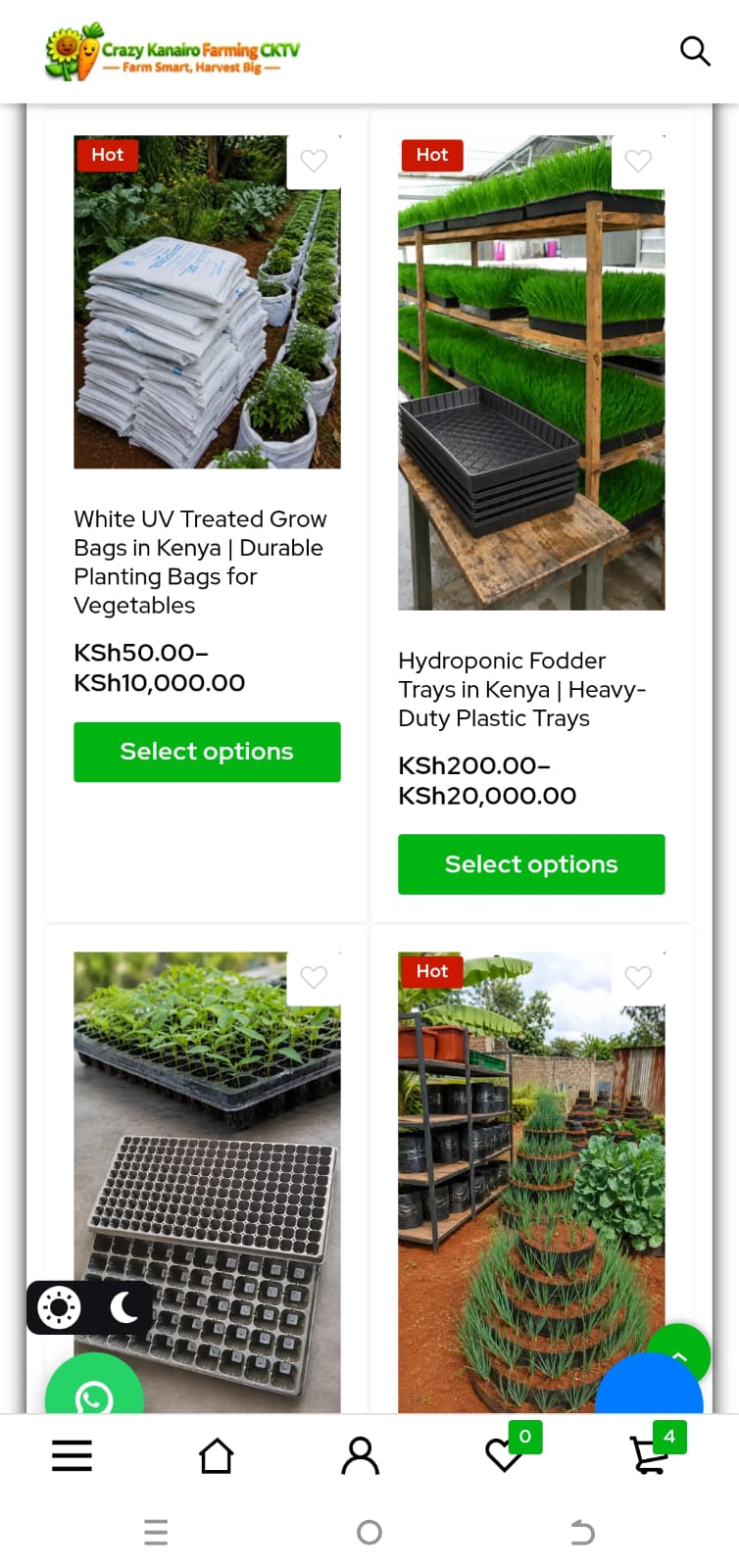Farming products inside the Crazy Kanairo Farming Version 2 app